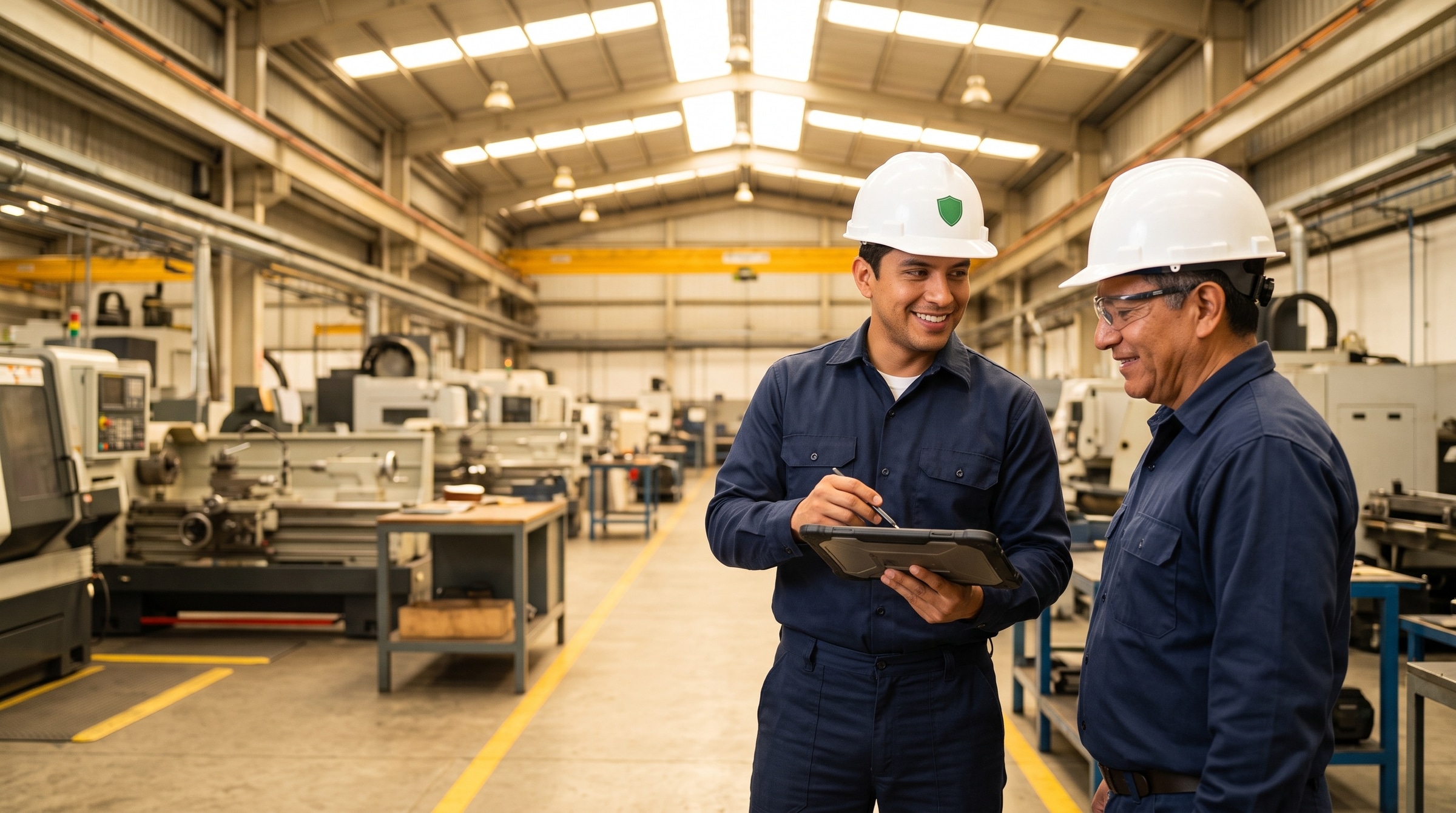Capacitador STPS certificado con casco y equipo de protección