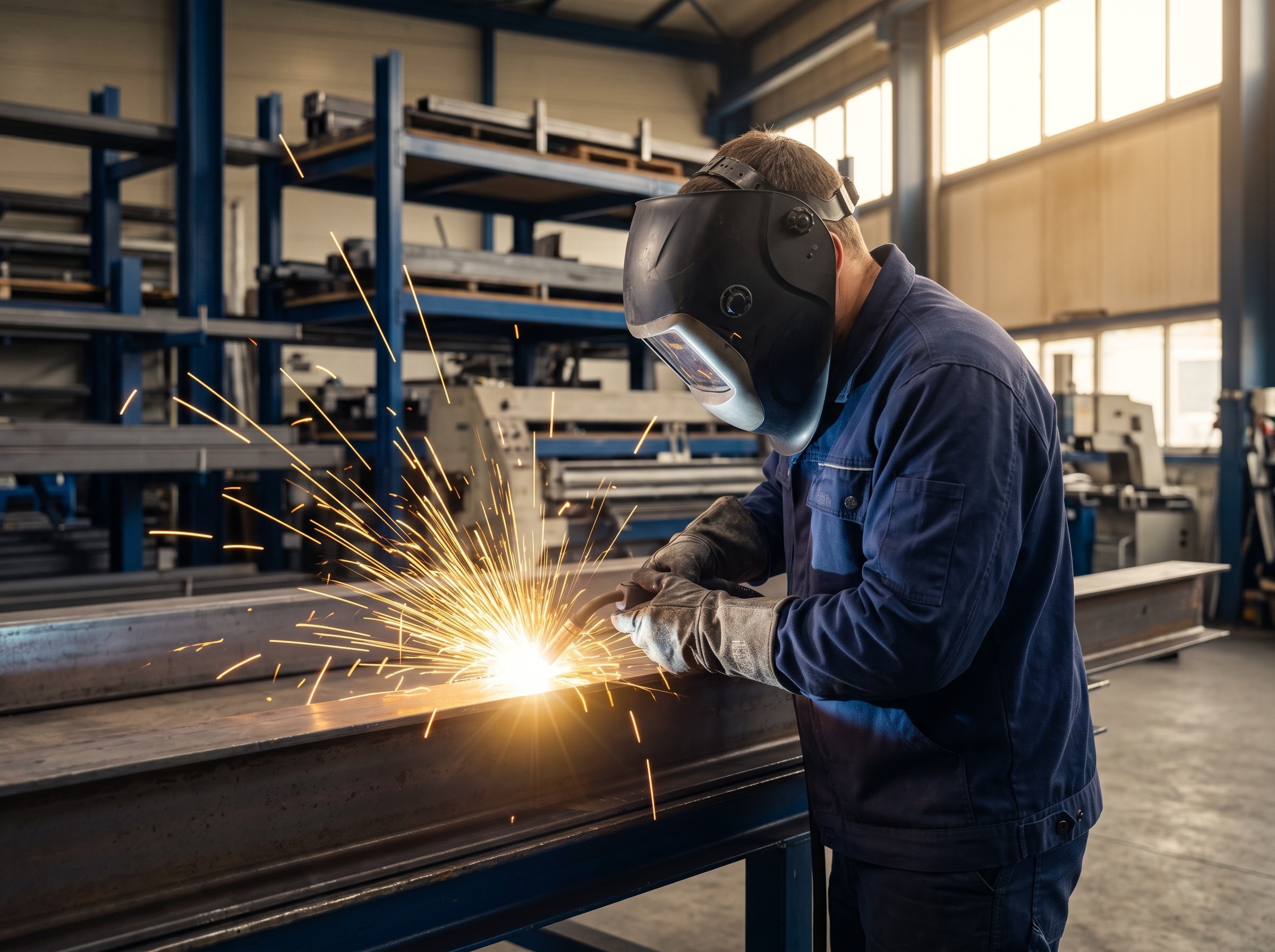 Trabajador industrial revisando capacitación desde tableta en obra